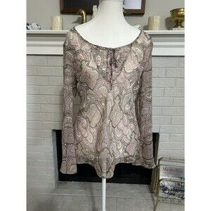 Y2K Vintage Apt 9 Pink paisley sheer long-sleeve blouse Sz Small